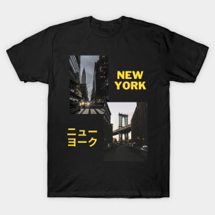 New York Photo graphic Japenese typography Design T-Shirt